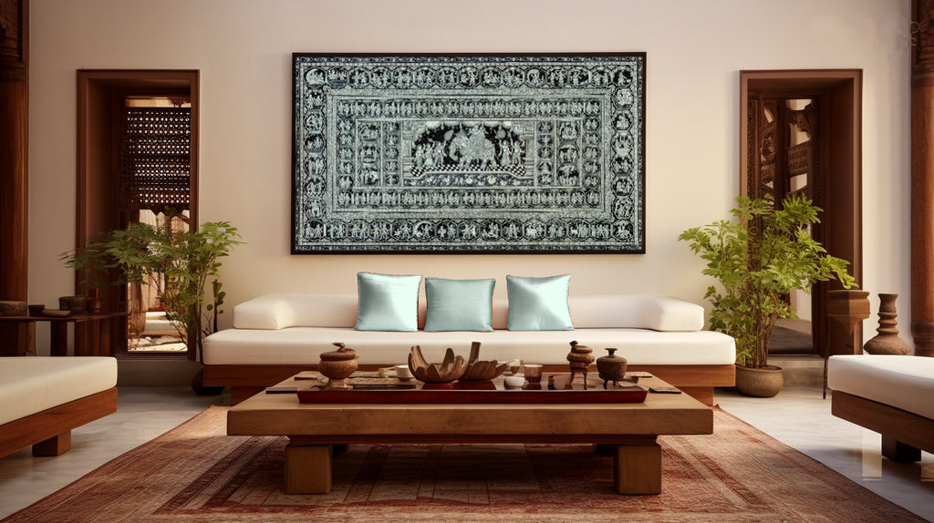 Krishna Leela Monochrome | Legends of the Lord Pattachitra Style