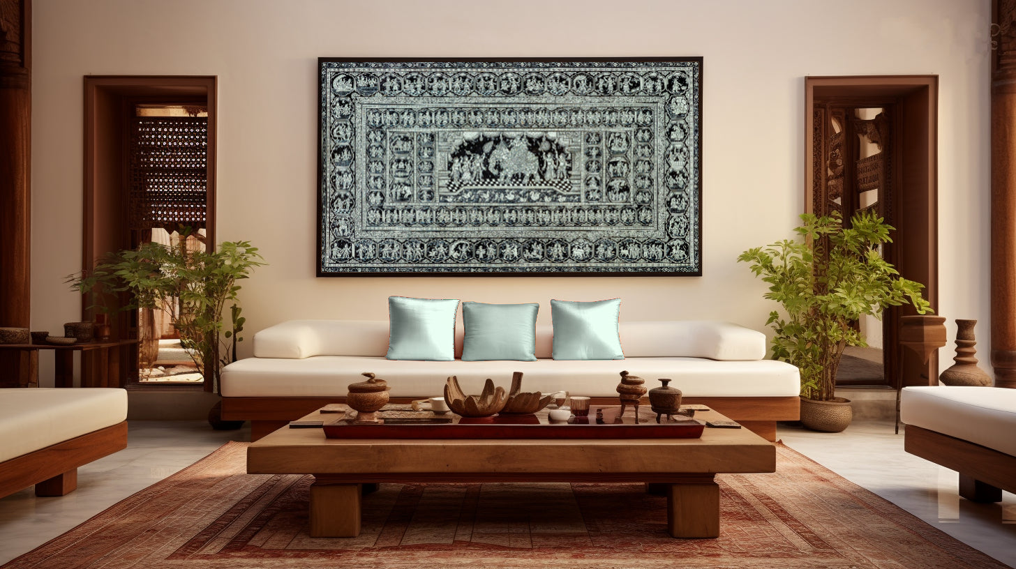 Krishna Leela Monochrome | Legends of the Lord Pattachitra Style