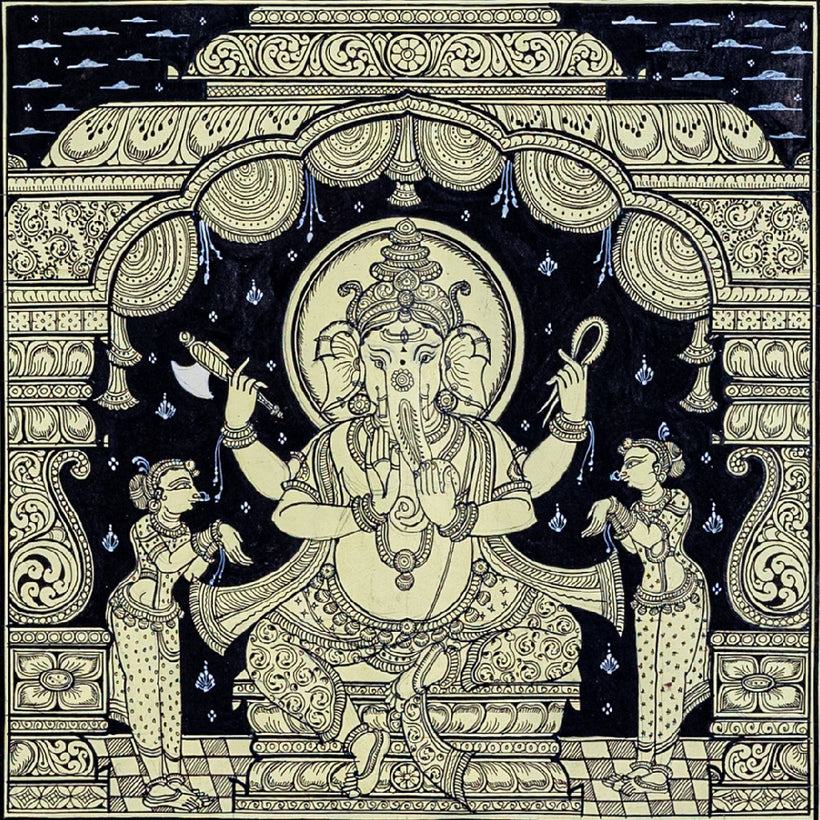Chaturbhuj Gajanan | Legends of Ganesha Pattachitra Style