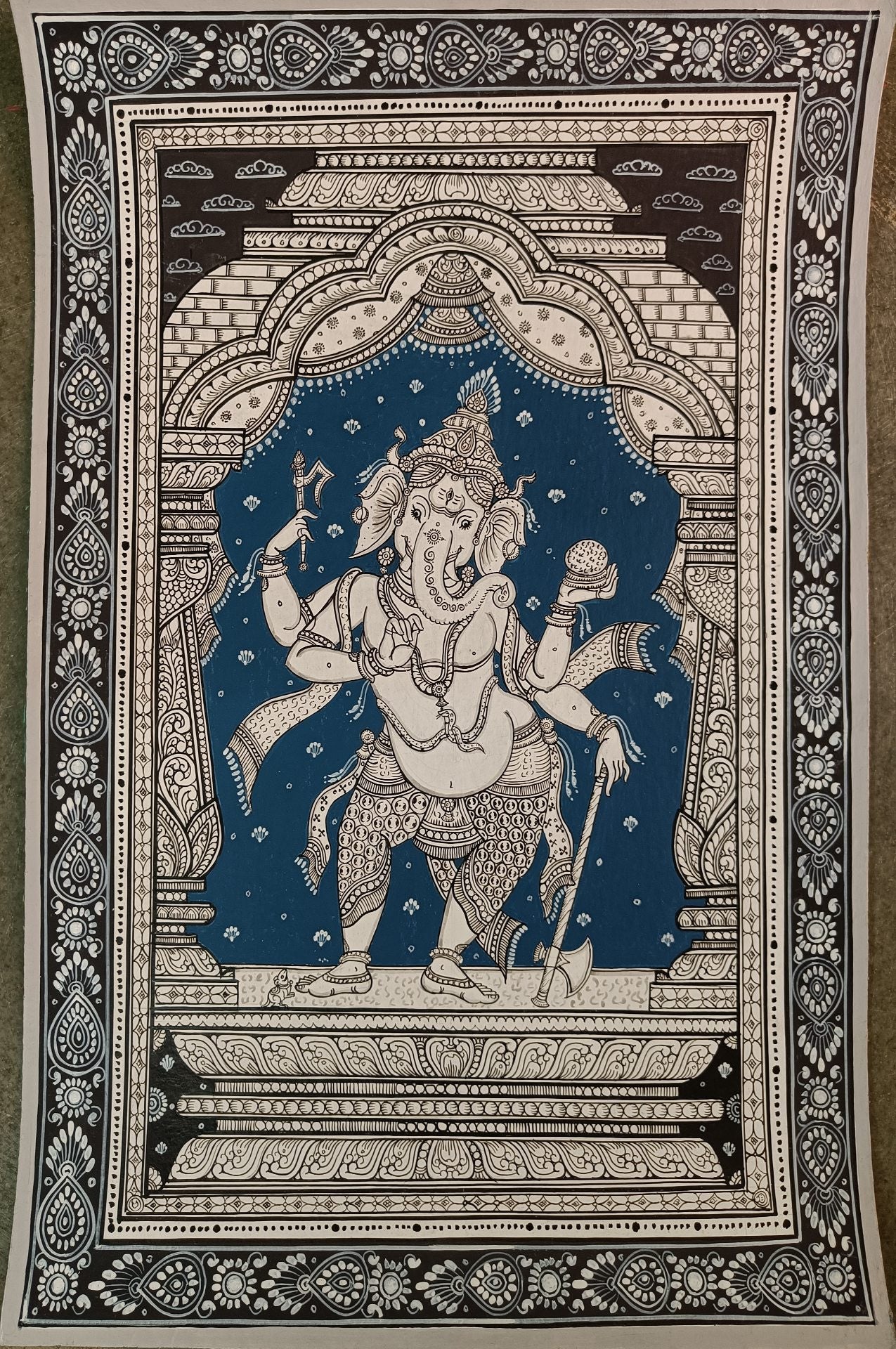 Chaturbhuj Gajanan | Standing Ganesha Pattachitra Style