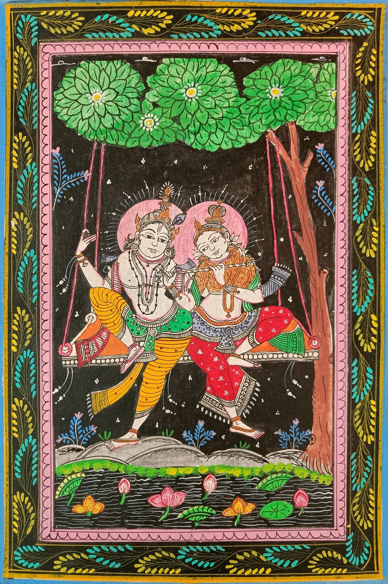 Eternal Love | Radha and Krishna Pattachitra Style
